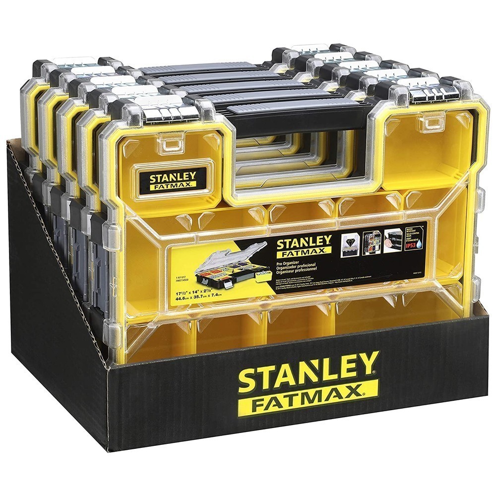 Органайзер професійний FATMAX SHALLOW PRO METAL LATCH, вологозахисний, розмірами 446x74x357 мм STANLEY 1-97-517