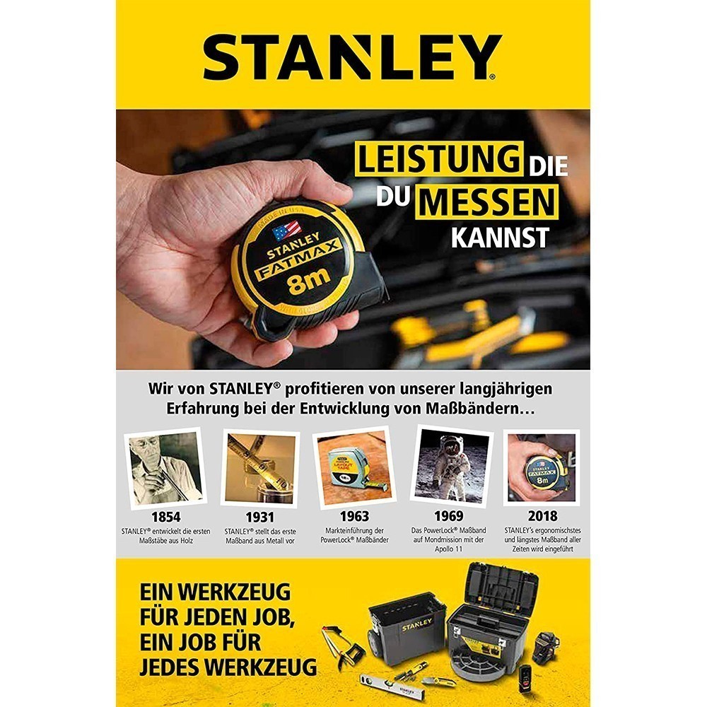 Рулетка вимірювальна FatMax Blade Armor довжиною 8 м, шириною 32 мм, магнітна STANLEY FMHT0-33868